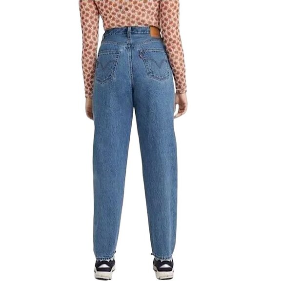 LEVI'S X FREE PEOPLE High Loose Tapered Jeans Hold My Purse Med Blue Wash - Picture 4 of 15